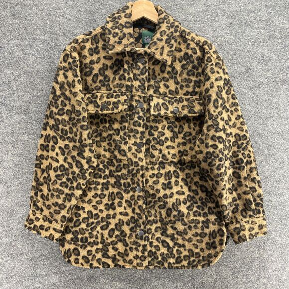 Wild Fable Jackets & Blazers - Wild Fable Jacket Women XS Beige Animal Print Collared Button Up Wool Fleece